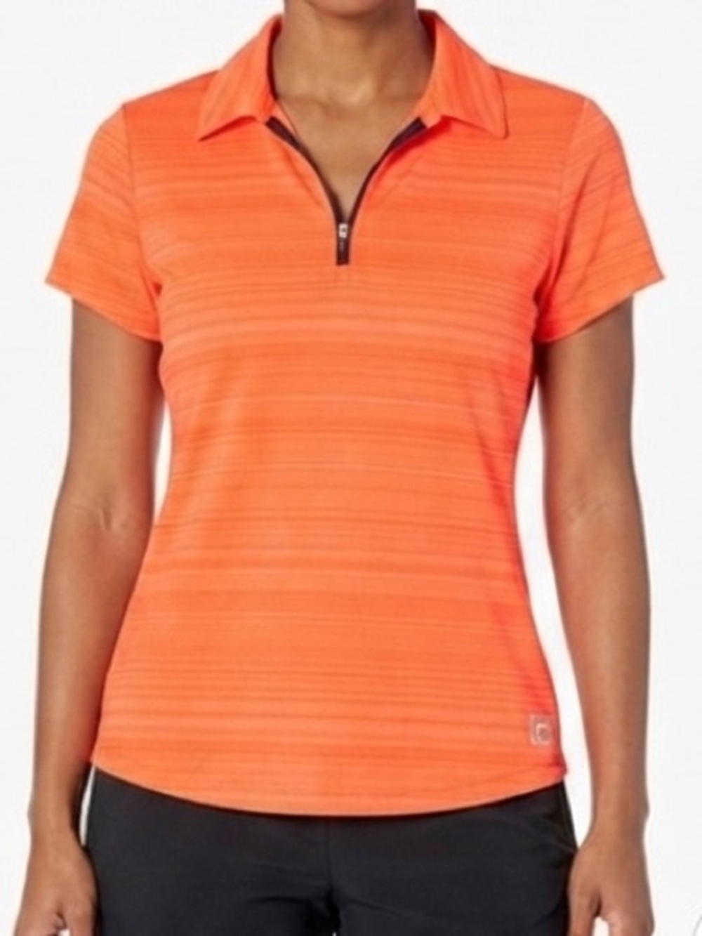Fila Women's Neon Orange Zip-Front Polo Top Size S